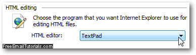 Change HTML editor in Internet Explorer 8 for Windows 7