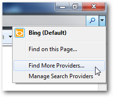 Choose new search providers for Internet Explorer 8