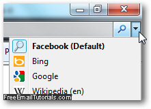 Confirm Facebook as default search provider in your web browser