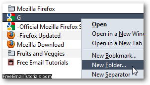 Create a bookmark folder in Firefox