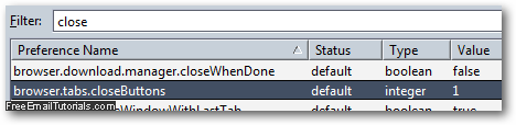 Customize close button settings for browser tabs in Firefox