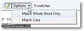 Customize text find options in Internet Explorer