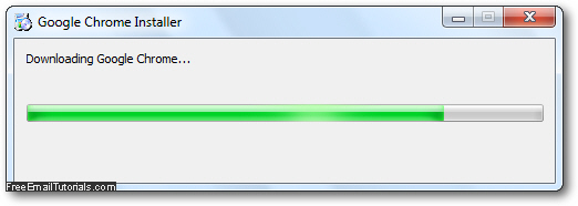 Google Chrome installer downloading and installing the web browser on Windows 7