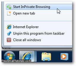 Launch an InPrivate browsing session in Windows 7