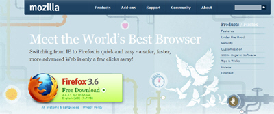 Official Mozilla Firefox download page for Windows 7 / Vista / XP