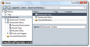 Organize Firefox bookmarks and create folders and subfolders