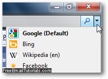 Select Facebook search as current provider for Internet Explorer