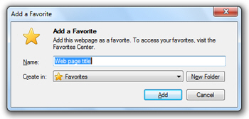 Add to Favorites dialog in Internet Explorer 8