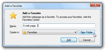 Create a Favorites folder from Internet Explorer's "Add a Favorite" dialog