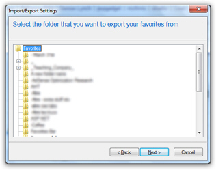 Select which Favorite folders you want to export