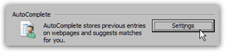 Autocomplete settings in Internet Explorer