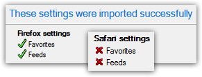 Internet Explorer's Favorites import summary