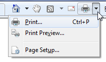 Access print preview and page setup settings from Internet Explorer's command bar