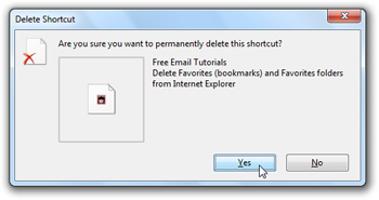 Confirm delete Favorite from Internet Explorer