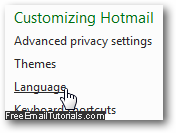 Configure language options in Windows Live Hotmail