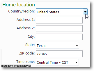 Country settings and regional options for your Hotmail account