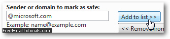 Mark a domain safe and add it to your Hotmail safe senders list