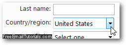 Select your country and region when you sign up with Hotmail