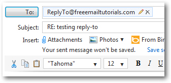 Testing the new reply-to email address in Hotmail