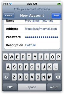 Enter your Hotmail email account information