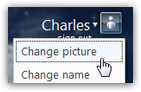 Change picture in Hotmail profile menu