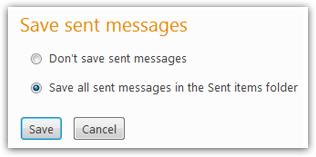 Save sent emails settings in Hotmail