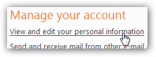 Open personal account profile settings
