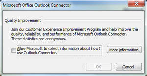 Outlook Connector and Microsoft feedback