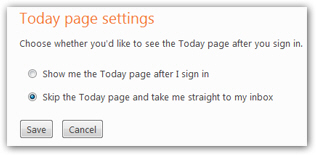 Configure "Hotmail Today" settings...