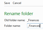 Choose a new folder name and save to rename it