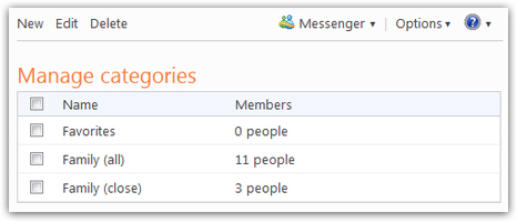 Manage your Hotmail contact categories