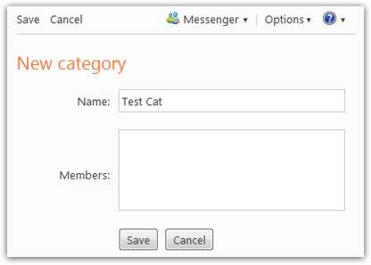 New Hotmail contact category