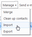 Import contacts menu