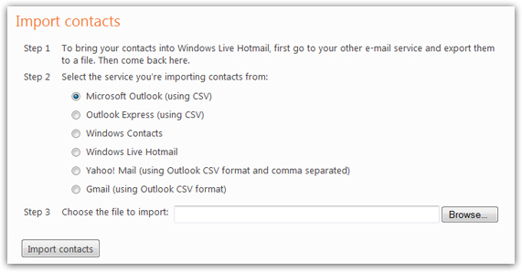 Choose your contact import settings