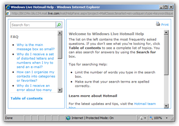 Windows Live Hotmail Help