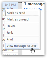 View email message source to access headers