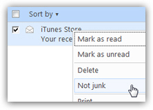 Mark an email message as "not junk"