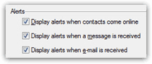 Configure alert settings in Hotmail Messenger