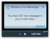 Hotmail Messenger alerts and notifications