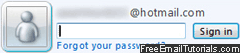 Hotmail sign in form with pre-filled email address