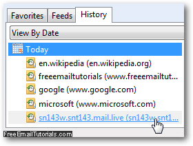 Last Hotmail login and access in your browsing history