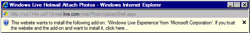 Installing the Windows Live Experience ActiveX addon for Hotmail