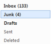 Deleting spam emails from the Junk mail folder