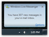 Hotmail Messenger alerts and notifications