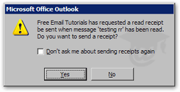Sample read receipt in Microsoft Outlook