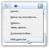 Nascondere la barra dei menu (menu classici) in Windows Live Mail