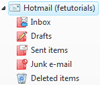 Standard Hotmail folders in Windows Live Mail