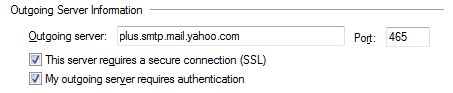 Outgoing mail server settings for Yahoo! Mail accounts