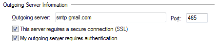 Outgoing mail server settings for your Gmail account