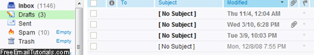 Email messages saved in the Yahoo Mail Drafts folder